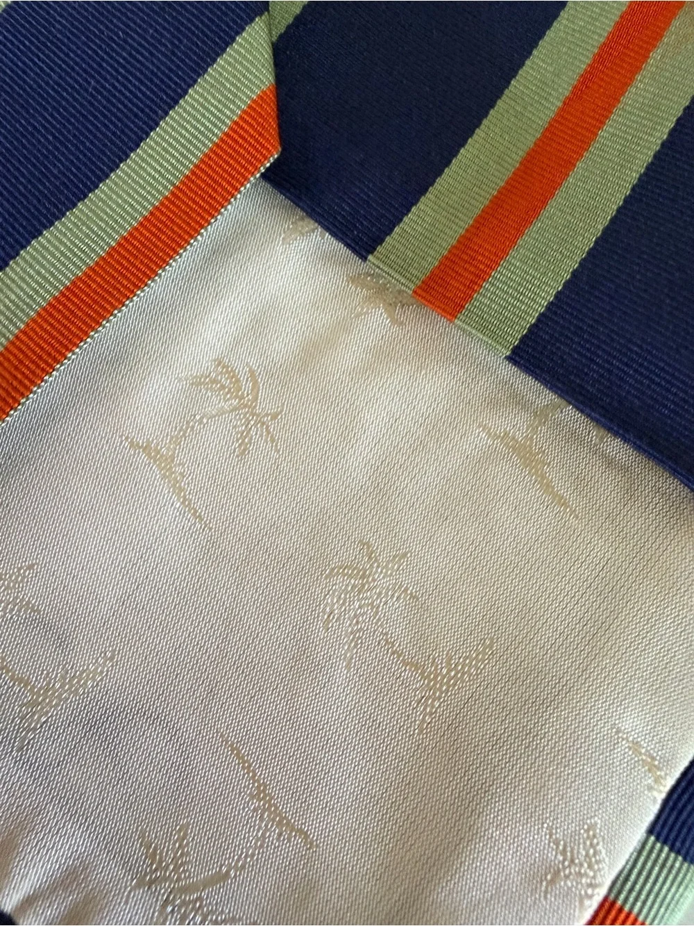 Vintage Tommy Bahama Off Island All Silk Striped Tie Made in USA Blue Orange
